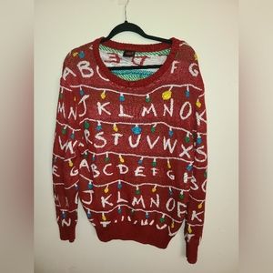 Mens Stranger Things Christmas Ugly Sweater Sweatshirt XL Netflix Red